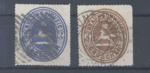 Braunschweig Michel Nr. 19-20 aus 1865 gestempelt, geprüft BPP