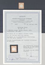 Dt. Reich Michel Nummer 24, 2 Kreuzer großes Brustschild *. FA BPP