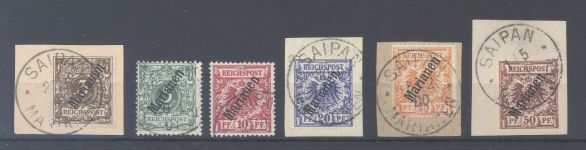 Dt. Kolonien Marianen Michel Nr. 1-6 II, Freimarken 1900 gestempelt