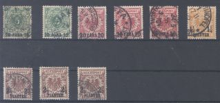 Deutsche Post Türkei, gestempelter Posten Farben Mi.Nr. 6-10, gp. BPP