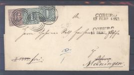 Thurn & Taxis, Brief 1858 mit 8 Kreuzer MiF aus Coburg mit Zweizeiler