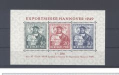 Bizone Block 1 Y, Exportmesse 1949 mit Wasserzeichen Y ** , FA BPP