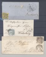 Thurn & Taxis, 3 Briefe mit verschiedenen Silbergroschenfrankaturen