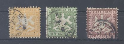 Württemberg Michel Nummer 22-24 aus Freimarken 1862 gestempelt