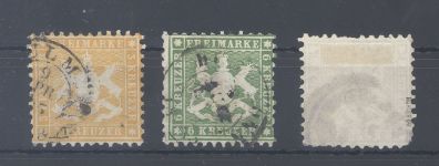 Württemberg Michel Nummer 22-24 aus Freimarken 1862 gestempelt