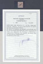 Dt. Kolonien Karolinen Michel Nummer 6 I, 50 Pfg. Freimarke 1900 ungebraucht *, FA BPP