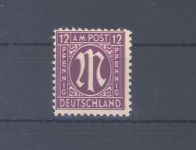 Bizone Michel Nummer 7 DD, 12 Pfg. AM Post Doppeldruck **, gp. BPP