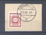 SBZ Michel Nummer 41, Poschta 1945 gestempelt auf Briefstück