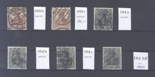 Dt. Reich, gestempelter Posten Farben der Michel Nummer 102-04, geprüft