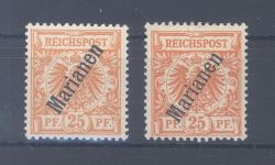Dt. Kolonien Marianen Mi. Nr. 5 II a+b, 25 Pfg. ungebraucht *, gp. BPP