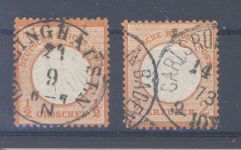 Dt. Reich Michel Nummer 14-15, Freimarken 1872 gestempelt, 15 gp.