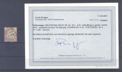 Dt. Reich Michel Nr. 27c, 9 Kreuzer Brustschild gestempelt, Befund BPP
