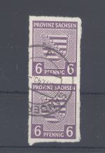 SBZ Michel Nummer 69 Xb, 6 Pfg 1945 gestempeltes Paar, geprüft BPP