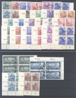 DDR, gestempelter Posten Viererblöcke Freimarken auf 8 Steckkarten