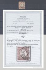 Dt. Reich Mi.Nr. 21b, 2 1-2 Gr. Brustschild Hufeisenstempel, FA BPP