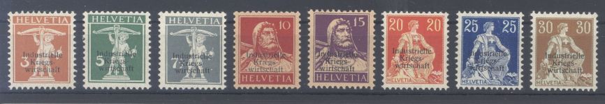 Schweiz Kriegswirtschaft Michel Nummer 1-8 I, Freimarken 1918 */**