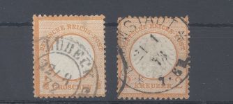 Dt. Reich Michel Nummer 14-15, Freimarken 1872 gestempelt