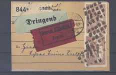 Dt. Abstimmung Allenstein, Eilboten Paketkarte mit schöner MeF