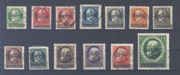 Saargebiet Michel Nummer 18-31 fast komplett gestempelt, geprüft