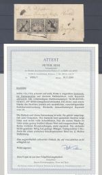 Bayern, Brief Dreierstreifen Michel Nummer 1, Freimarke 1849, FA BPP