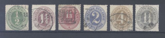 Schleswig Holstein Michel Nummer 13-18, Freimarken 1865-67 gestempelt