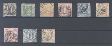 Thurn & Taxis Michel Nummer 26-34, 3. Ausgabe gestempelt