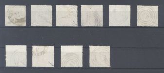 Thurn & Taxis Michel Nummer 35-44, 4. Ausgabe 1865 gestempelt