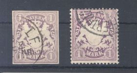 Bayern Michel Nummer 30-31, Freimarken 1874 gestempelt, 31 gp. BPP