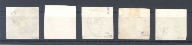 Württemberg Michel Nummer 11-15, Freimarken 1857 gestempelt.