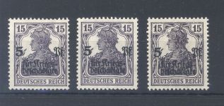 Dt. Reich Michel Nummer 106a-c, 15 Pfg. Freimarke 1919 **, geprüft