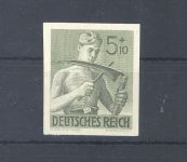 Dt. Reich Michel Nummer 851 U, 5 Pfg. Arbeitsdienst 1943 ungezähnt **, geprüft