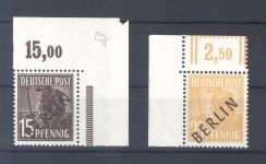 Berlin Michel Nummer 6 und 10 vom Eckrand **, geprüft BPP