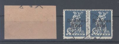 Bayern Portofreiheit Michel Nummer 20 als gestempeltes Paar, geprüft