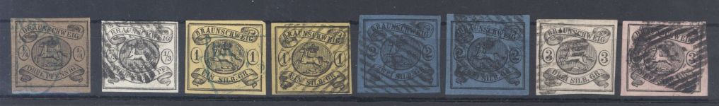 Braunschweig Michel Nr. 4-8, Freimarken 1853 überkomplett gestempelt