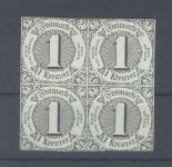 Thurn & Taxis Michel Nummer 7a, 1 Kreuzer als * Viererblock, FA BPP