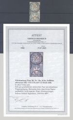 Württemberg Michel Nr. 10a, 18 Kreuzer gestempeltes Paar, FA BPP