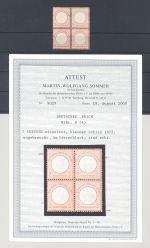 Dt. Reich Michel Nummer 8, 2 Kreuzer ungebrauchter * Viererblock, FA BPP