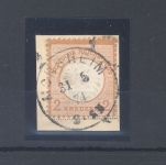 Dt. Reich Michel Nummer 24, 2 Kreuzer gr. Brustschild Briefstück FA BPP