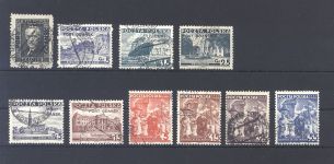 Danzig Port Gdansk Michel Nummer 25 und 29-37 aus 1930-38 gestempelt