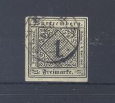 Württemberg Michel Nummer 1yb, 1 Kreuzer gestempelt, geprüft BPP