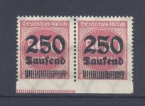Dt. Reich Mi.Nr. 295 Uu, 250 Tsd. 1923 unten ungezähnt ** Paar, geprüft