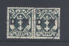 Danzig Dienst Michel Nummer 24 Y, 5 Mark gestempeltes Paar, FA BPP