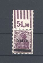 Saargebiet Sarre Ausgaben Michel Nr. 14 a I ** vom Oberrand, FA BPP