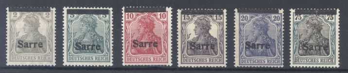 Saargebiet Sarre Ausgaben, 5 ungebrauchte * Werte AF II, viel gp. BPP