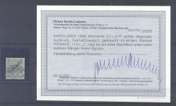 Dt. Kolonien Karolinen Michel Nummer 2 I, 5 Pfg. gestempelt, Befund BPP