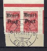 D. Besetzung Estland-Elwa Mi 5 ° Paar auf Briefstück, gep. Krischke