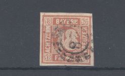 Bayern Michel Nummer 13b, 18 Kreuzer 1862 gestempelt, geprüft