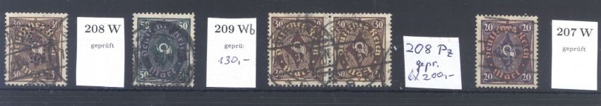 Dt. Reich, gestempelter Posten aus Michel Nummer 207-09, geprüft