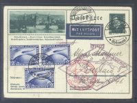 Dt. Reich, Zeppelinkarte mit 3 x Michel Nummer 438 mit SST Type I