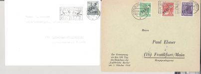 Berlin, 7 Belege mit Frankaturen aus Schwarzaufdruck 1949
